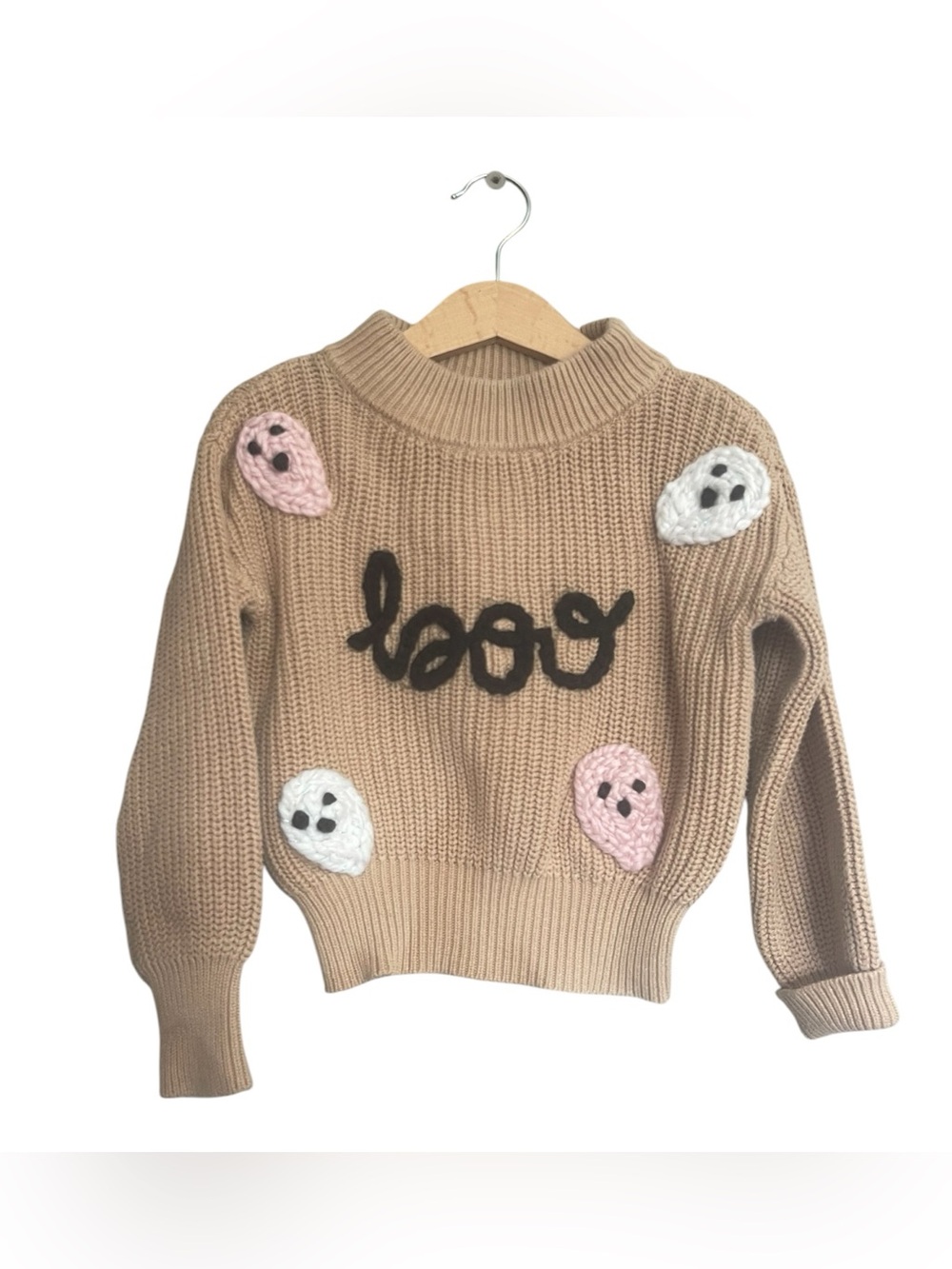 Beige Knitted Children's Halloween Sweater